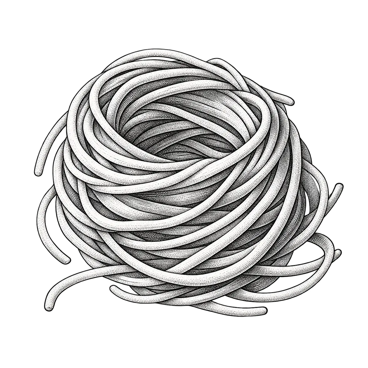 Line illustration of a nest of spaghetti